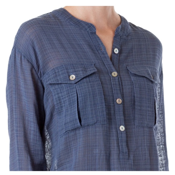 Free People Talk to Me button down shirt. Blue. Size Large. NWT - Picture 4 of 11